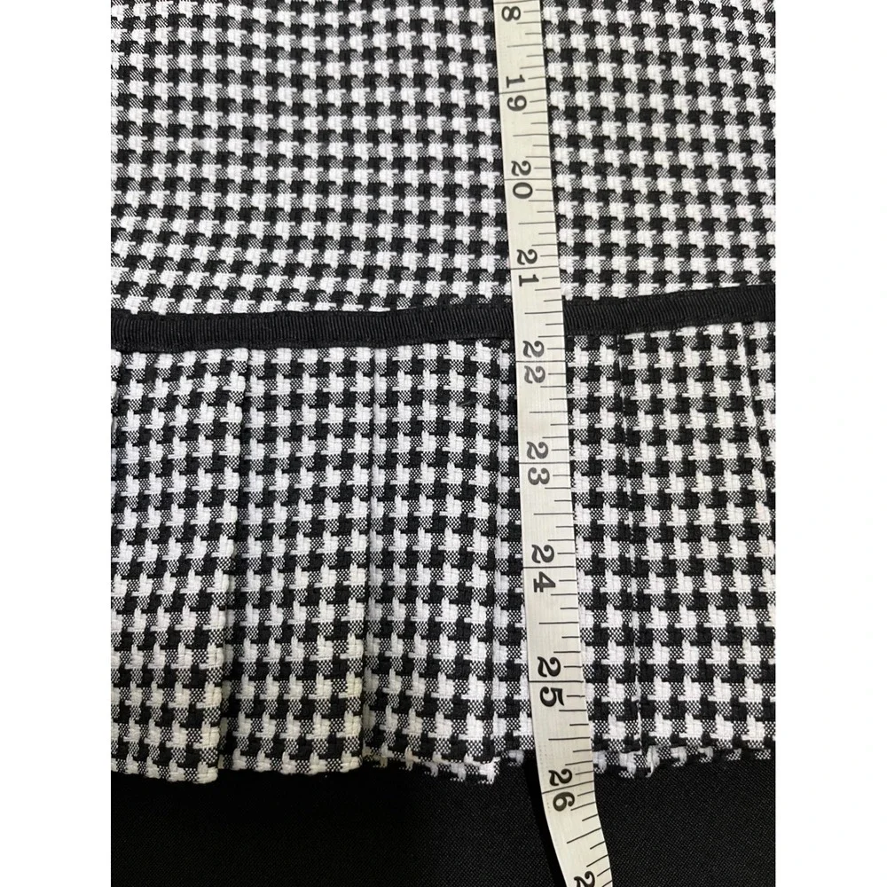 Houndstooth Pleated Hem Skirt Black White Ribbon Bow Trim Size 16W